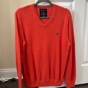 American Eagle Orange V-Neck Sweater